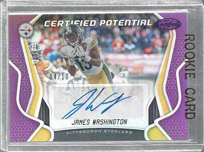 JAMES WASHINGTON 2019 CERTIFIED POTENTIAL PURPLE STEELERS AUTO #D 4/10