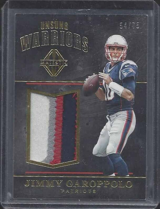 JIMMY GAROPPOLO 2017 MAJESTIC UNSUNG WARRIORS GOLD 4 COLOR PATCH #D 54/75
