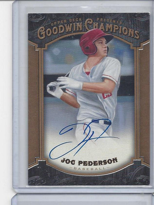 JOC PEDERSON 2014 UPPER DECK GOODWIN CHAMPIONS DODGERS ROOKIE ON CARD AUTO RC