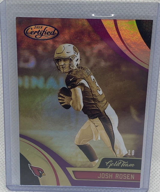 JOSH ROSEN 2018 PANINI CERTIFIED GOLD TEAM PURPLE PARALLEL RC #D 7/10