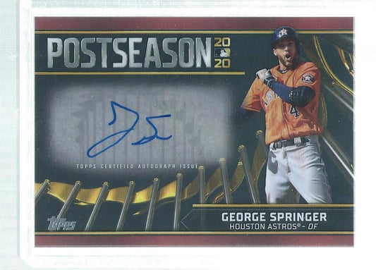 GEORGE SPRINGER 2021 TOPPS POSTSEASON RED AUTO #D 10/25
