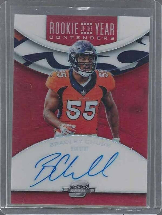 BRADLEY CHUBB 2018 CONTENDERS OPTIC ROOKIE ROY RED HOLO ON CARD AUTO RC #D /199