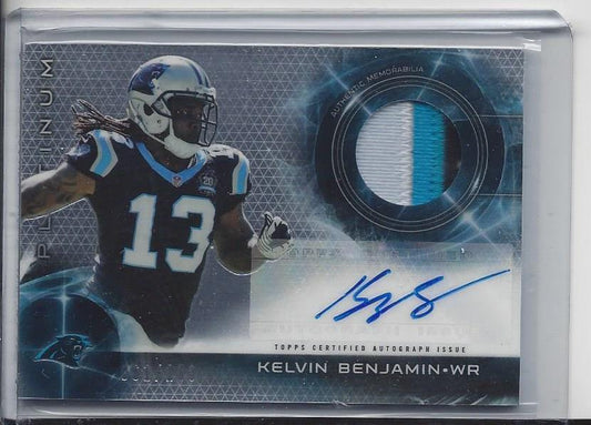 KELVIN BENJAMIN 2015 TOPPS PLATINUM 3 COLOR PANTHERS PATCH AUTO #D 61/100