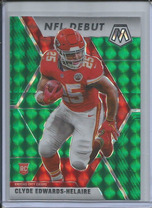 CLYDE EDWARDS-HELAIRE 2019-20 PANINI MOSAIC NFL DEBUT GREEN PRIZM ROOKIE RC