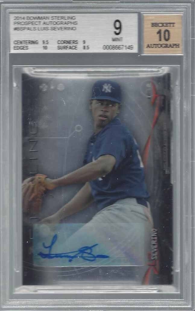 LUIS SEVERINO 2014 BOWMAN STERLING YANKEES PROSPECT AUTO BGS 9 MINT w/ 10 AUTO
