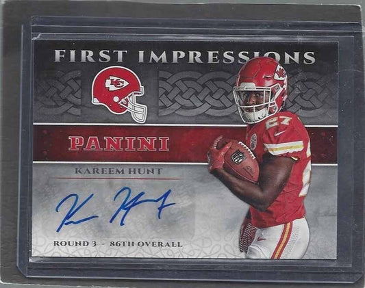 KAREEM HUNT 2017 PANINI FIRST IMPRESSIONS CHIEFS ROOKIE AUTO RC