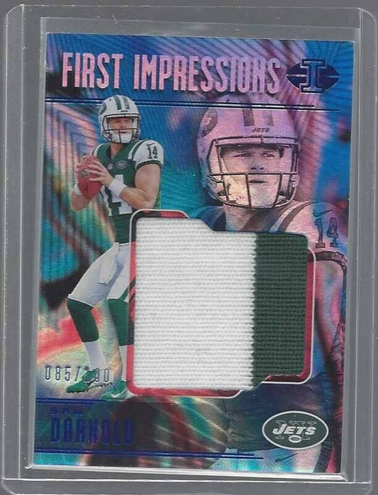 SAM DARNOLD 2018 ILLUSIONS FIRST IMPRESSIONS JUMBO ROOKIE PATCH RC #D 85/100