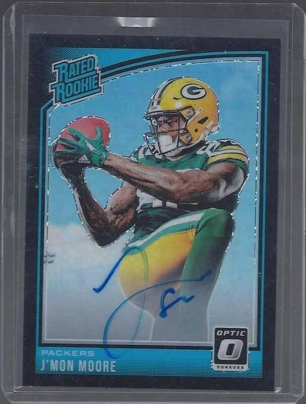 J'MON MOORE 2018 DONRUSS OPTIC BLACK VELOCITY HOLO ON CARD ROOKIE AUTO RC #D /25