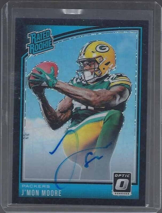 J'MON MOORE 2018 DONRUSS OPTIC BLACK VELOCITY HOLO ON CARD ROOKIE AUTO RC #D /25