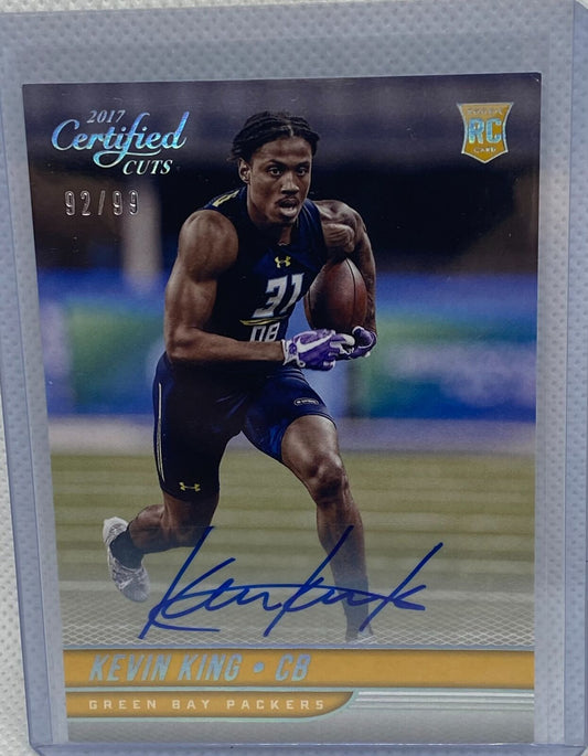 KEVIN KING 2017 DONRUSS CERTIFIED CUTS SILVER PACKERS ROOKIE AUTO RC #D 92/99