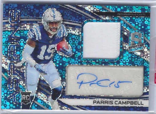 PARRIS CAMPBELL 2019 SPECTRA ASPIRING RPA BLUE DISCO PRIZM PATCH AUTO RC #D /99
