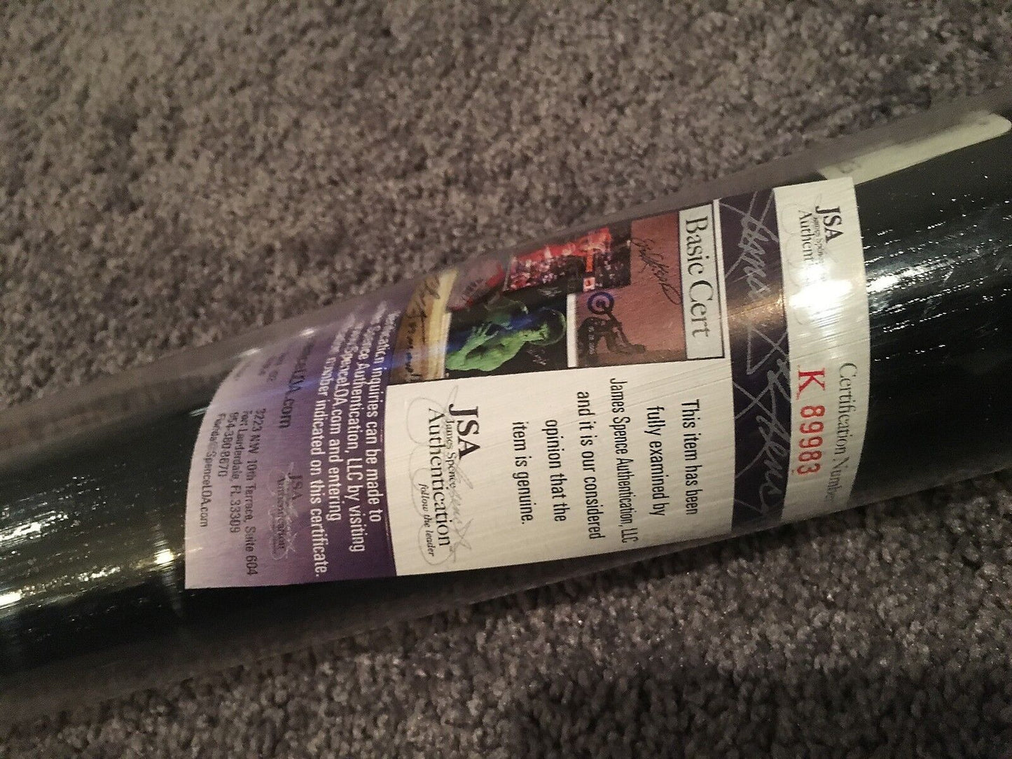 GREGORY POLANCO AUTOGRAPHED BLACK BIG STICK BASEBALL BAT w/ JSA COA + STICKER