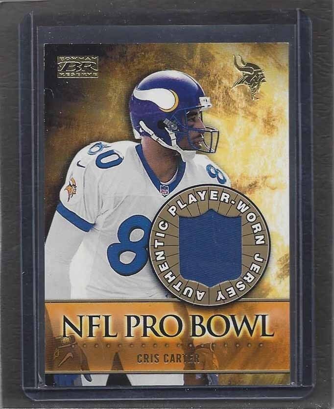 CRIS CARTER 2000 BOWMAN RESERVE VIKINGS NFL PRO BOWL GAME USED JERSEY
