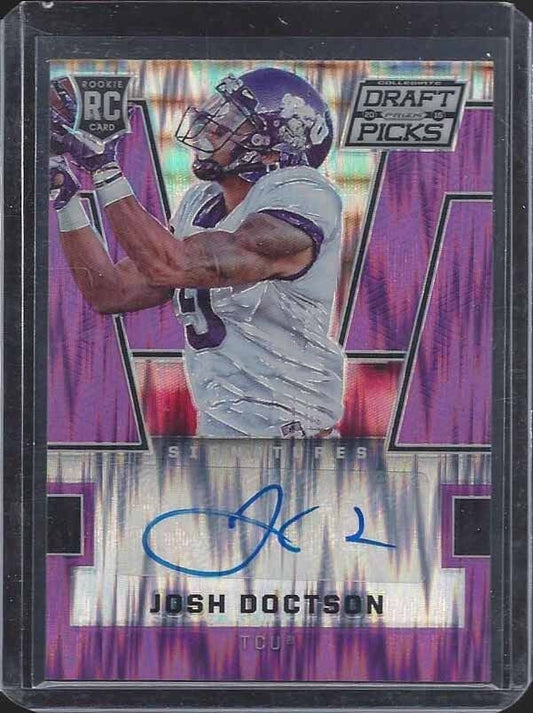 JOSH DOCTSON 2016 PRIZM DRAFT PICKS PURPLE FLASH PRIZMS REFRACTOR AUTO RC #D /99