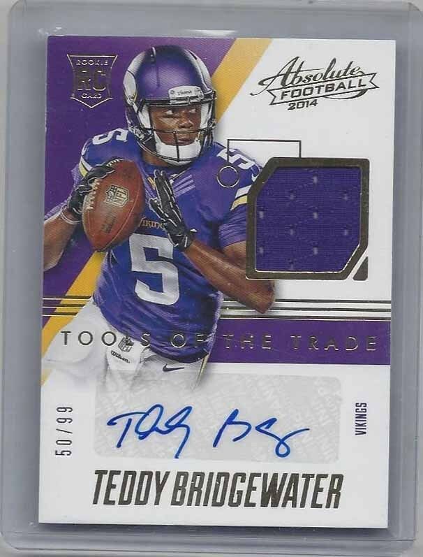 TEDDY BRIDGEWATER 2014 ABSOLUTE TOOLS OF THE TRADE ROOKIE JERSEY AUTO RC #D /99