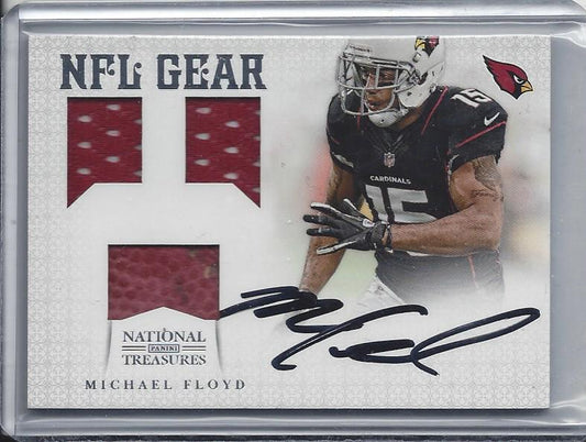 MICHAEL FLOYD 2012 NATIONAL TREASURES NFL GEAR TRIPLE JERSEY AUTO RC #D 1/25