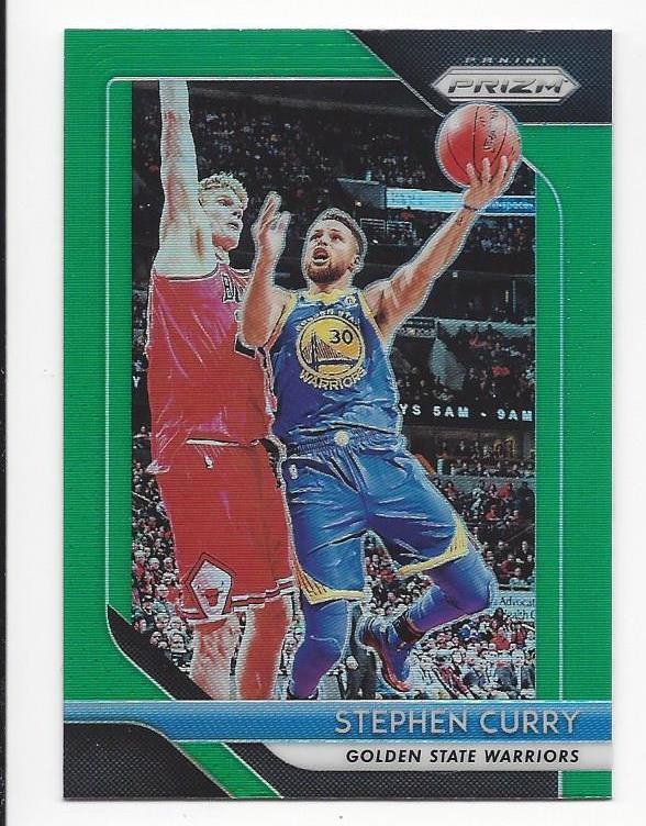 STEPHEN CURRY 2018-19 PANINI PRIZM GREEN SHORT PRINT PRIZMS SP #222