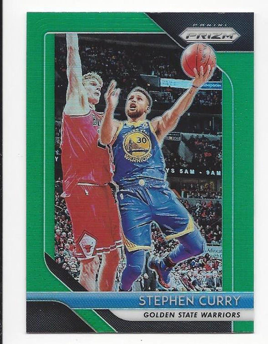 STEPHEN CURRY 2018-19 PANINI PRIZM GREEN SHORT PRINT PRIZMS SP #222