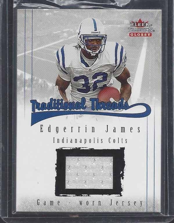 EDGERRIN JAMES 2001 FLEER TRADITION GLOSSY TRADITIONAL THREADS COLTS GU JERSEY