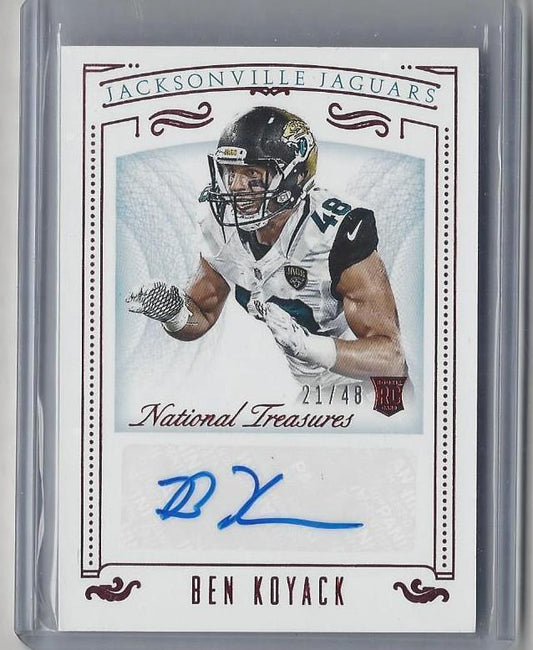 BEN KOYACK 2015 NATIONAL TREASURES RED JERSEY NUMBER ROOKIE AUTO RC #D 21/48