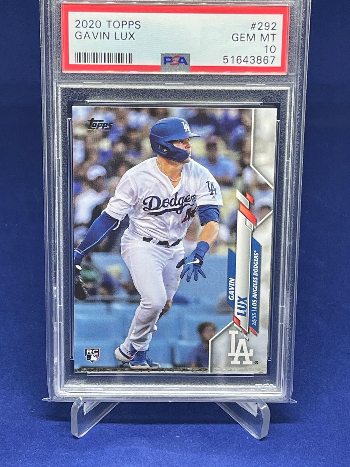 GAVIN LUX 2020 TOPPS ROOKIE RC #292 PSA 10 GEM MINT