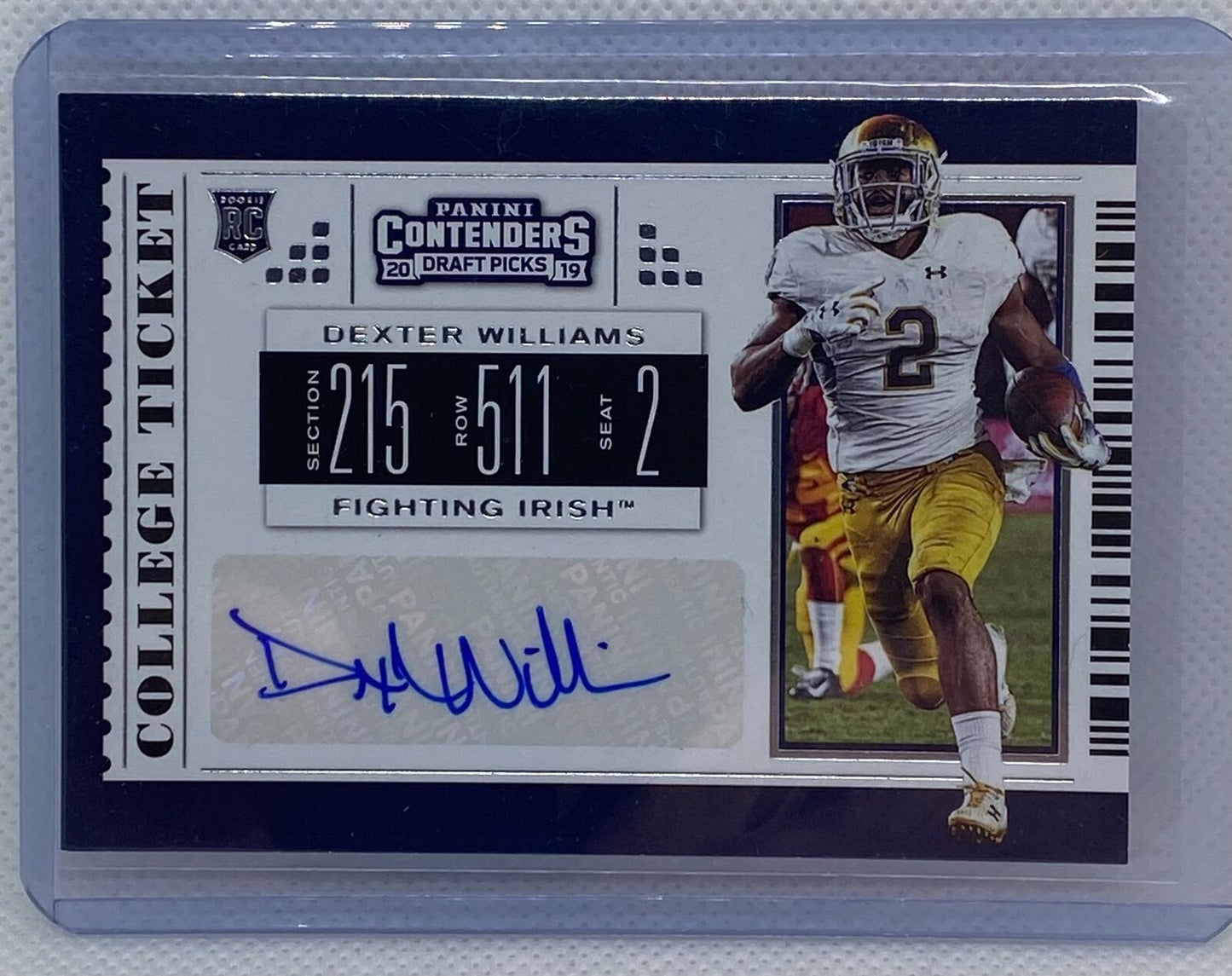DEXTER WILLIAMS 2019 PANINI CONTENDERS DRAFT PICKS COLLEGE TICKET AUTO RC #156