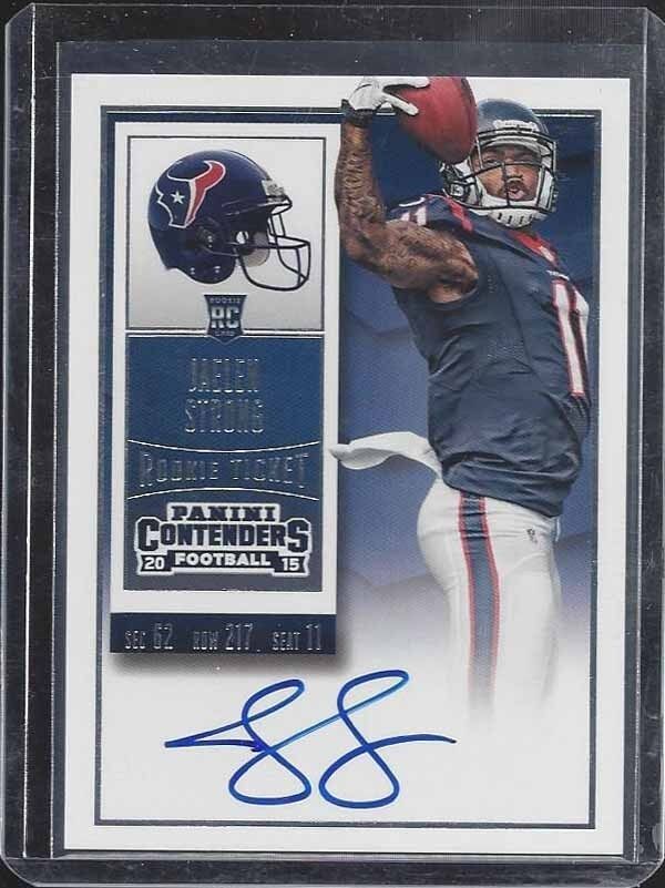 JAELEN STRONG 2015 CONTENDERS ROOKIE TICKET VARIATION ON CARD AUTO RC SP #216