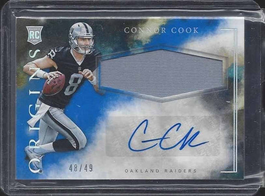 CONNOR COOK 2016 PANINI ORIGINS BLUE RPA RAIDERS ROOKIE PATCH AUTO RC #D 48/49