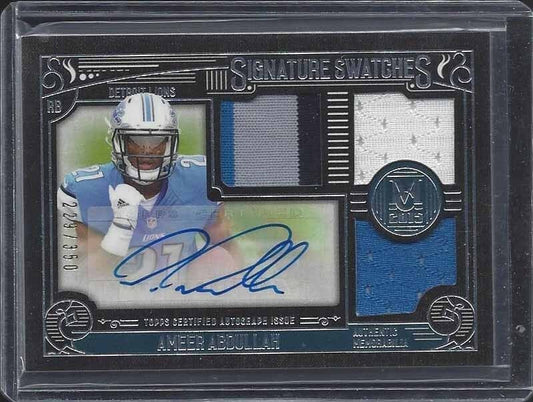 AMEER ABDULLAH 2015 TOPPS MUSEUM TRIPLE JERSEY 3 COLOR PATCH AUTO RC #D 229/350