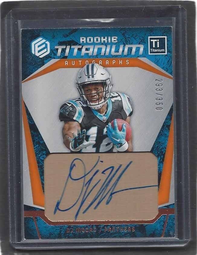 D.J. MOORE 2018 PANINI ELEMENTS ROOKIE TITANIUM PANTHERS AUTO RC #D 293/350