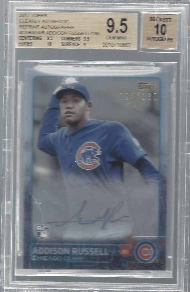 ADDISON RUSSELL 2017 TOPPS CLEARLY AUTHENTIC AUTO RC #D /135 BGS 9.5 10 AU POP 2