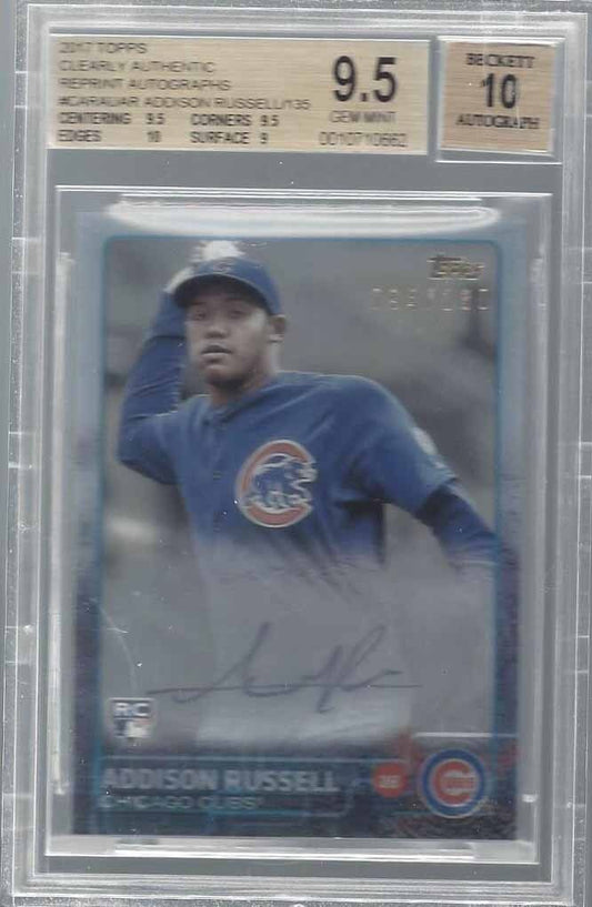 ADDISON RUSSELL 2017 TOPPS CLEARLY AUTHENTIC AUTO RC #D /135 BGS 9.5 10 AU POP 2
