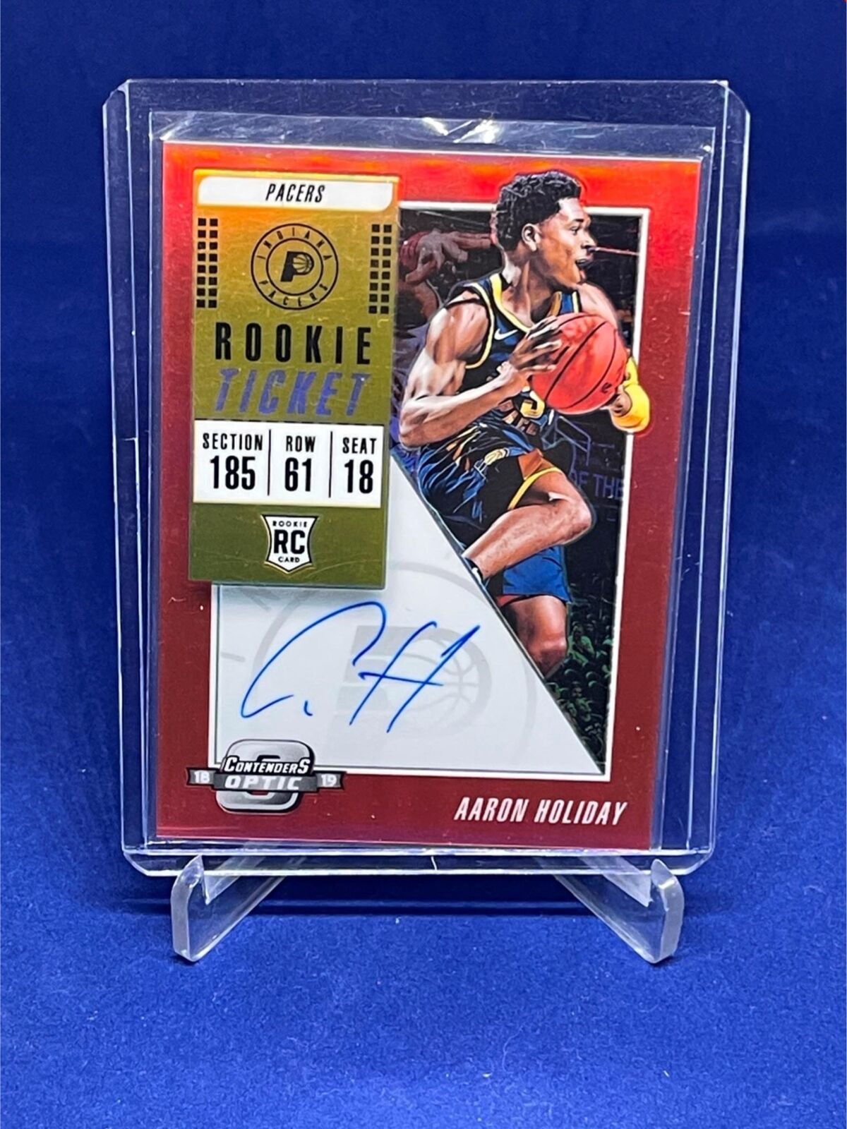 AARON HOLIDAY 2018-19 PANINI CONTENDERS ROOKIE TICKET RED PRIZM AUTO RC #D /149