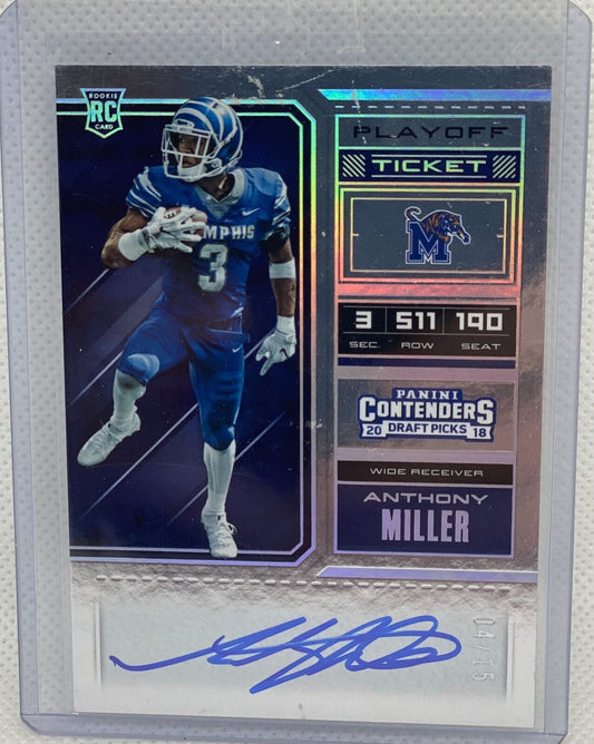 ANTHONY MILLER 2018 PANINI CONTENDERS PLAYOFF TICKET ON CARD AUTO RC #D 04/15