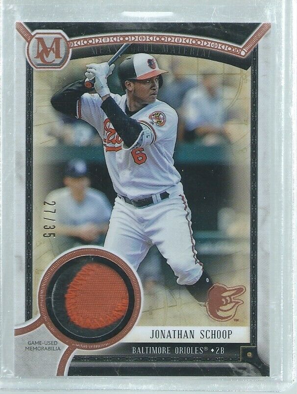 JONATHAN SCHOOP 2018 TOPPS MUSEUM MEANINGFUL MATERIAL 2 COLOR PATCH #D 27/35