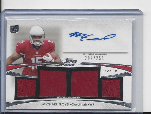 MICHAEL FLOYD 2012 TOPPS PRIME LEVEL 5 QUAD ROOKIE JERSEY AUTO RC #D /250