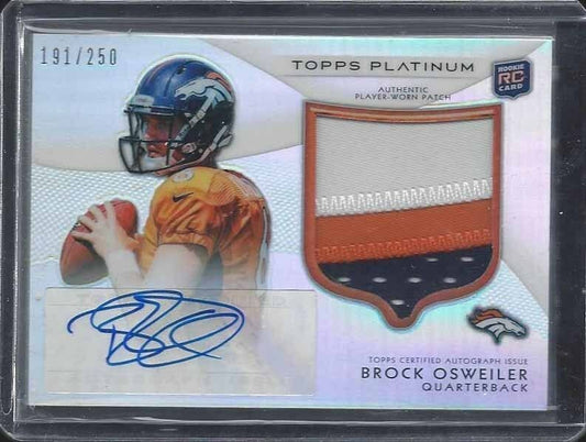 BROCK OSWEILER 2012 TOPPS PLATINUM RPA REFRACTOR JUMBO 3 CLR PATCH AUTO RC /250