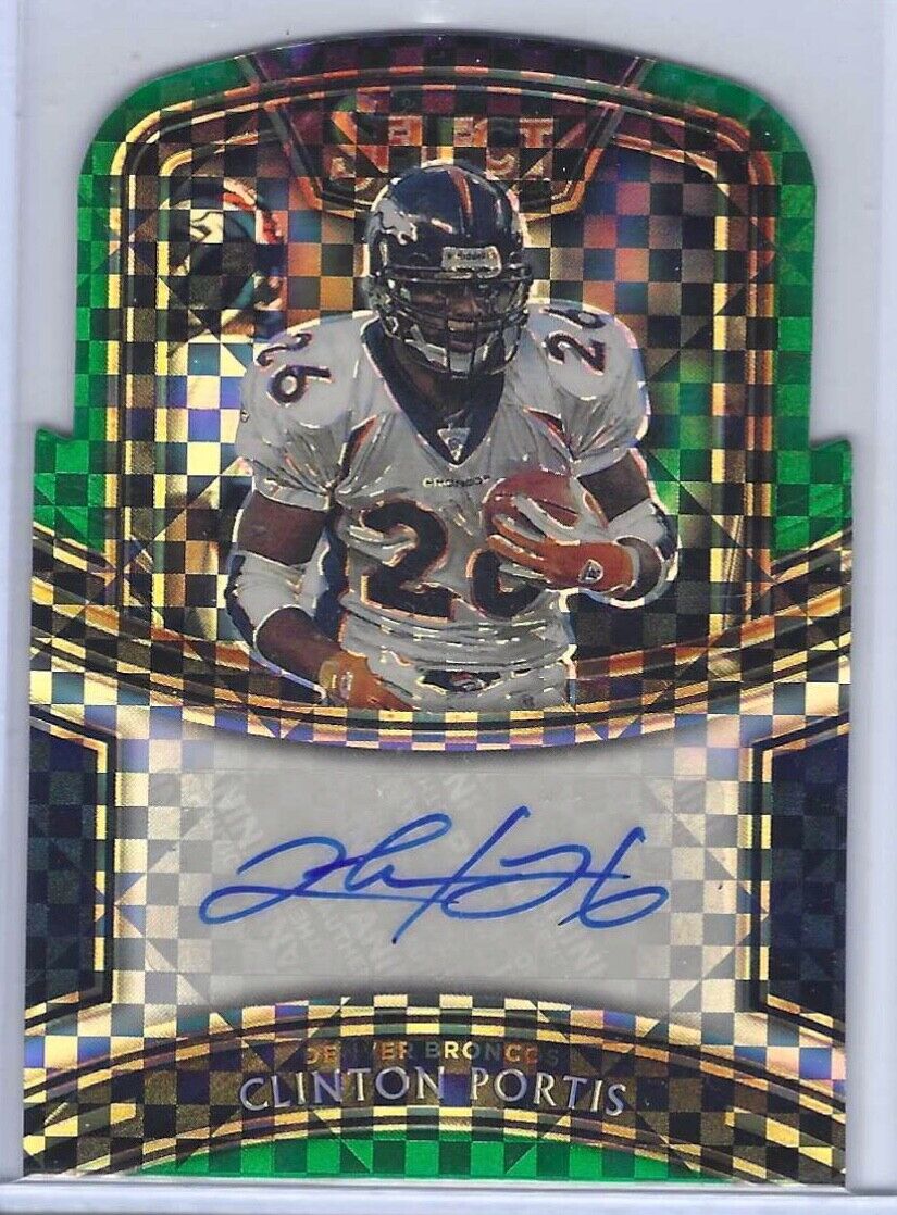 CLINTON PORTIS 2020 PANINI SELECT GREEN CHECKERBOARD DIE CUT AUTO #D /5