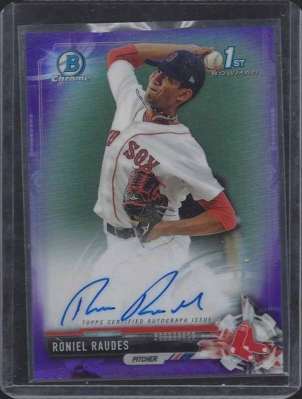 RONIEL RAUDES 2017 BOWMAN CHROME 1ST PURPLE REFRACTOR ON CARD PROSPECT AUTO /250