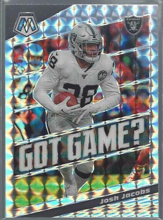 JOSH JACOBS 2020 PANINI MOSAIC GOT GAME SILVER WAVE MOSAIC PRIZM #15