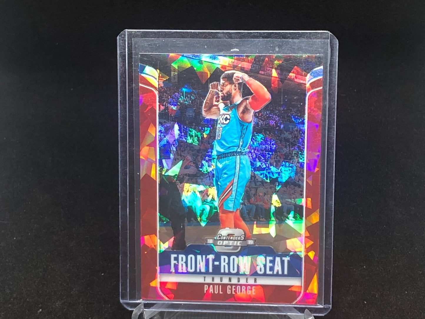 PAUL GEORGE 2018-19 PANINI CONTENDERS OPTIC RED CRACKED ICE FRONT ROW PRIZM # 19