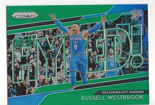 RUSSELL WESTBROOK 2018-19 PANINI PRIZM GET HYPED GREEN SHORT PRINT PRIZMS SP #1