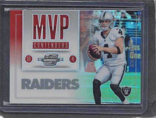 DEREK CARR 2017 CONTENDERS OPTIC MVP CONTENDERS RED PRIZM HOLO #D 3/25
