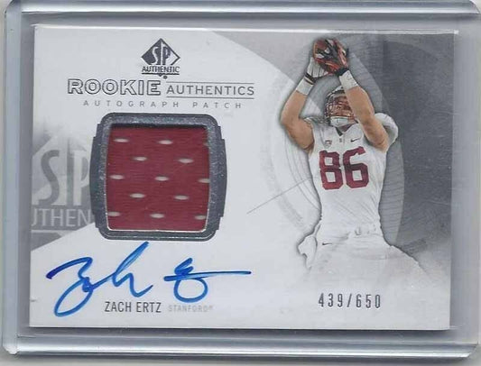 ZACH ERTZ 2013 SP AUTHENTIC RPA STANFORD CARDINAL ROOKIE PATCH AUTO RC #D /650