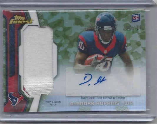 DEANDRE HOPKINS 2013 FINEST CAMO REFRACTOR RPA JUMBO ROOKIE PATCH AUTO RC #D /10