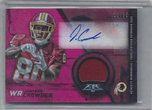 JAMISON CROWDER 2015 TOPPS FIRE PINK RPA REDSKINS ROOKIE PATCH AUTO RC #D 11/25
