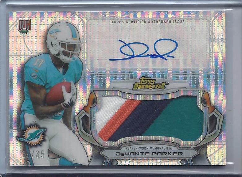 DEVANTE PARKER 2015 FINEST PULSAR REFRACTOR 4 COLOR JUMBO PATCH AUTO RC #D 19/35