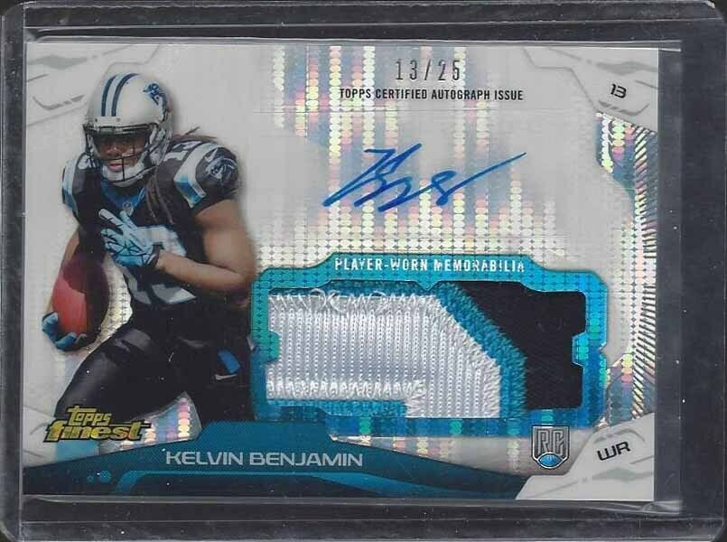 1/1 KELVIN BENJAMIN 2014 FINEST PULSAR REFRACTOR PATCH AUTO RC #D 13/25 JSY #13!