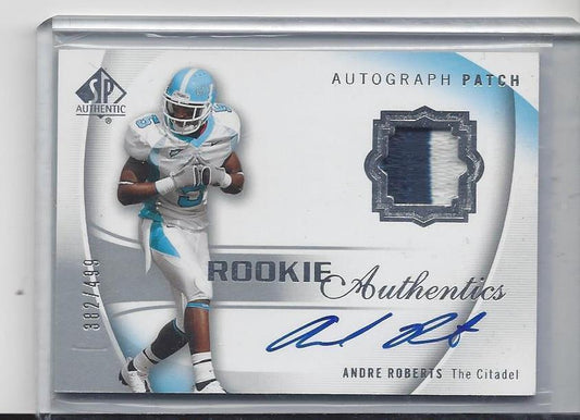 ANDRE ROBERTS 2010 SP AUTHENTIC RPA 3 COLOR CITADEL PATCH ON CARD AUTO RC /499