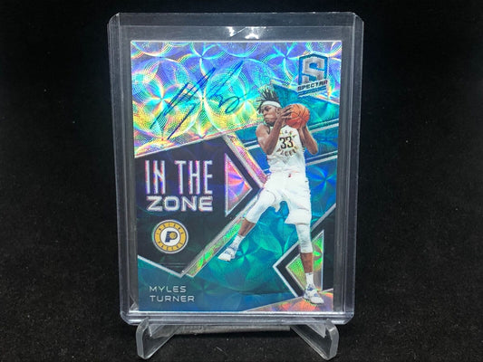 MYLES TURNER 2018-19 PANINI SPECTRA IN THE ZONE BLUE SCOPE PRIZM AUTO #D 41/60